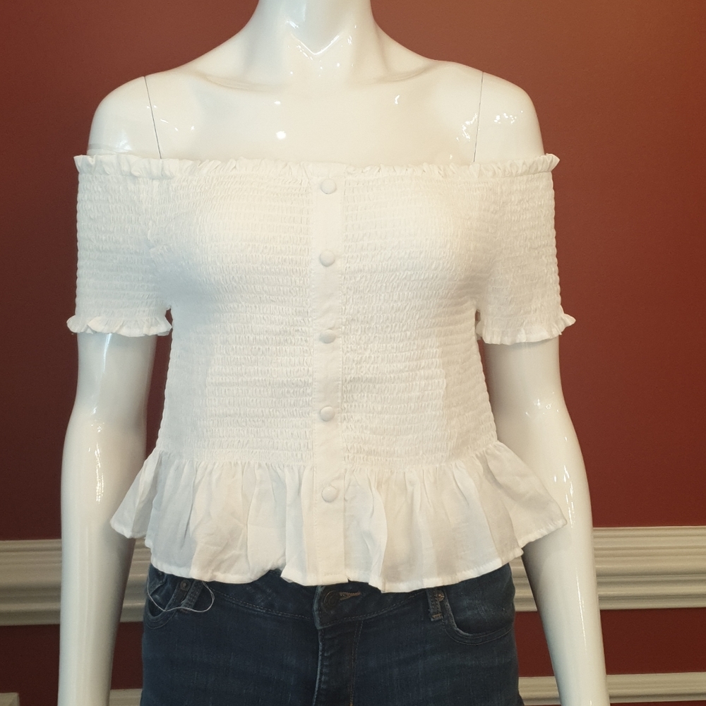 Ivory, off-the-shoulder, blouse